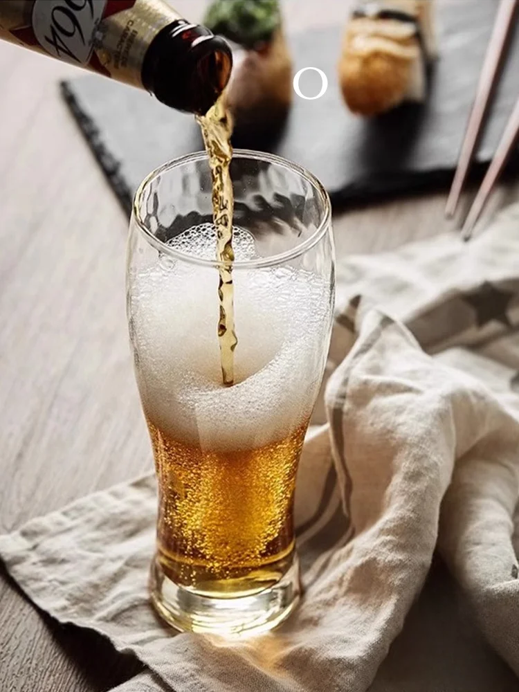 

Noisy Glass Beer Mug Straight Cylinder Brewed Beer Cup Nordic Style Pure Color Handmade Beverage Glass without Brand