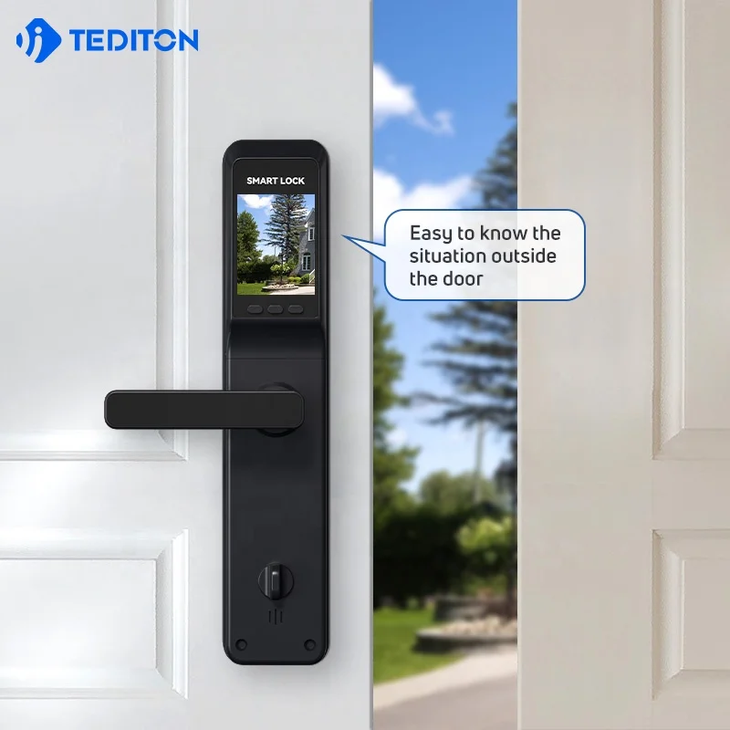 Newest Smart Fingerprint Finger Print Door Lock With Camera Tuya Wifi