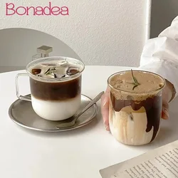 Glass Coffee Cup With Handle Simple Transparent Water Glasses Cups Iced American Milk Latte Cup Home Kitchen Accessories