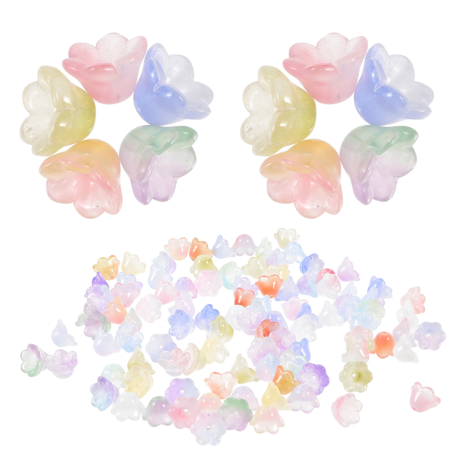 

100pcs Glass Flower Beads DIY Jewelry Making Bracelet Necklace Charms Bead Kit for Crafts Accessories Handicrafts