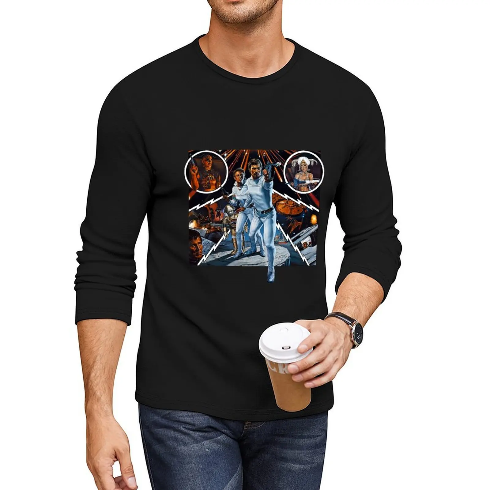 

Buck Rogers - Digital Art Long T-Shirt plus size tops tops vintage clothes boys white t shirts Men's cotton t-shirt