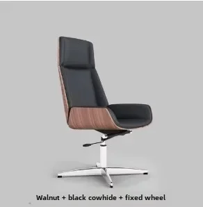 

Boss Leather Office Chair Luxury Executive Modern Comfort Metal Frame Legs Swivel Office Chair Wood Sandalye House Furniture