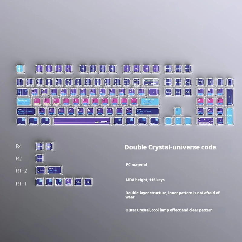 

Колпачки для клавиш KUXM — двухслойные, кристально прозрачные, 115 клавиш, маленький, полный набор, MDA, высота, двухцветный инъекционный