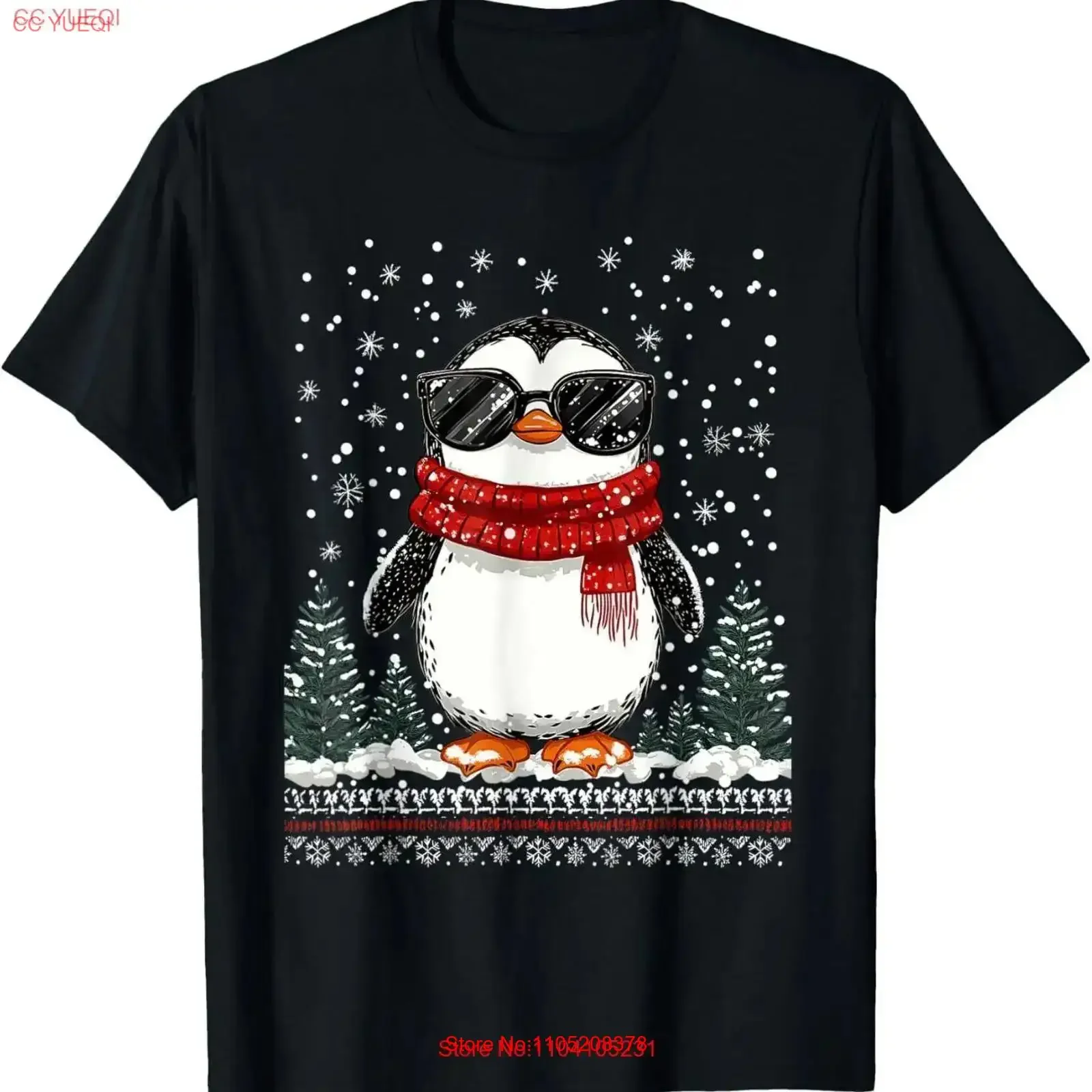 

Funny Christmas Penguin With Sunglasses Ugly T Shirt vintage Washed Stretched Comfortable Unisex Slightly Soft fashion
