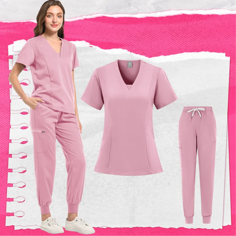 Multicolor Scrubs Uniform Short Sleeve Tops+Pants Nursing Uniform Women Pet Shop Doctor Scrub Medical Surgery Workwear Scrub Set