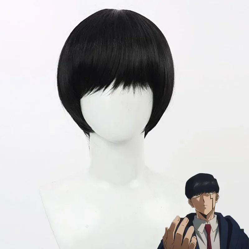 Homem preto cabelo curto mattou cosplay peruca simulado couro cabeludo de alta temperatura seda uso diário festival festa bola perucas completas