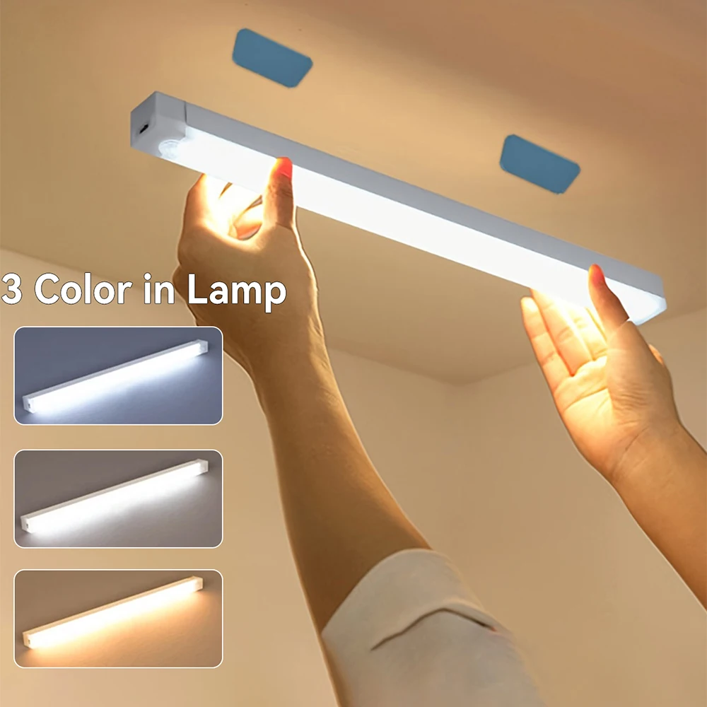 1 pezzo, luce LED ricaricabile tramite USB con sensore di movimento, disponibile in 3 colori, adatta per armadi, cucine, armadi e scarpe