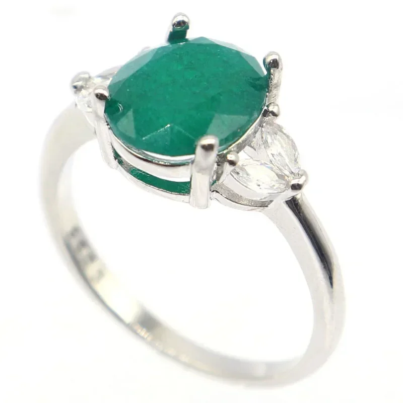 Cincin Perak Sterling 925 Asli 3.3g dengan Batu Zamrud Hijau, Zultanite, Alexandrite, Topaz, Berbagai Ukuran