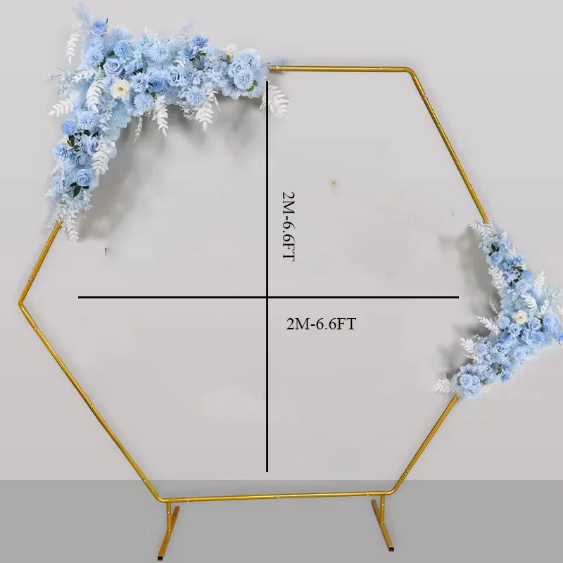 2M Gold Metal Hexagon Arch Backdrop Flower Stand Wedding Arch Props Party Photography