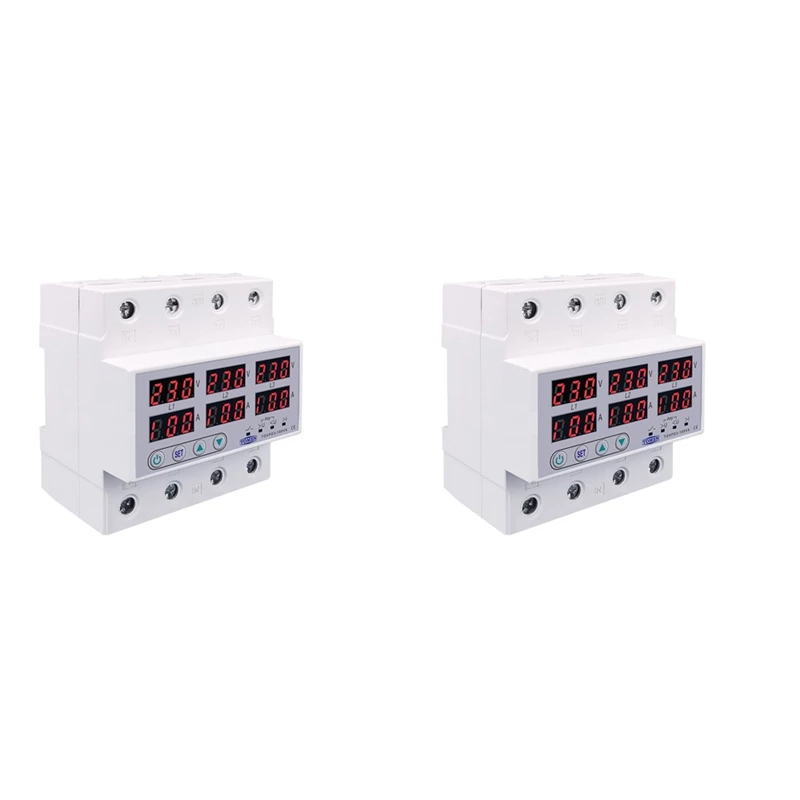 

HOT SALE 2X TOMZN Din Rail 3 Phase Voltage Relay 380V Voltmeter Ammeter Over And Under Voltage Monitor Relays Protector 100A