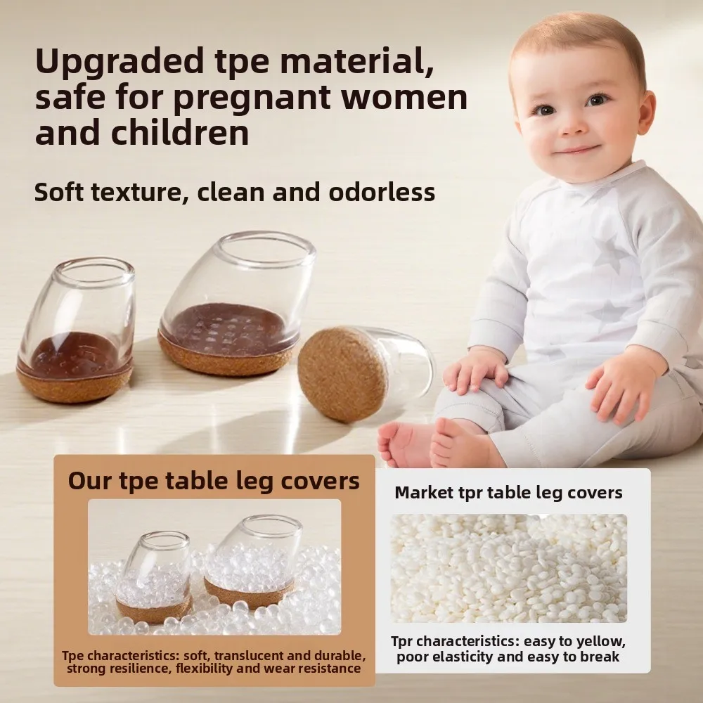 8 قطعة حماة ساق الكرسي القطرية أغطية القدم متعددة الوظائف مرنة سيليكون الأثاث منصات القدم حماية الأرضيات الخشبية #5