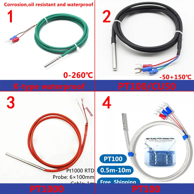 PT100 Temperatursensor-Sonde Φ4x30mm -50~350 ° C RTD Hochtemperatursensor für Verpackungsmaschinen in der Lebensmittelverarbeitung – Detail 1