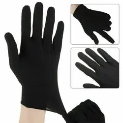 6 Pairs 100% Cotton Black Gloves Dermatological Overnight Moisturising Eczema