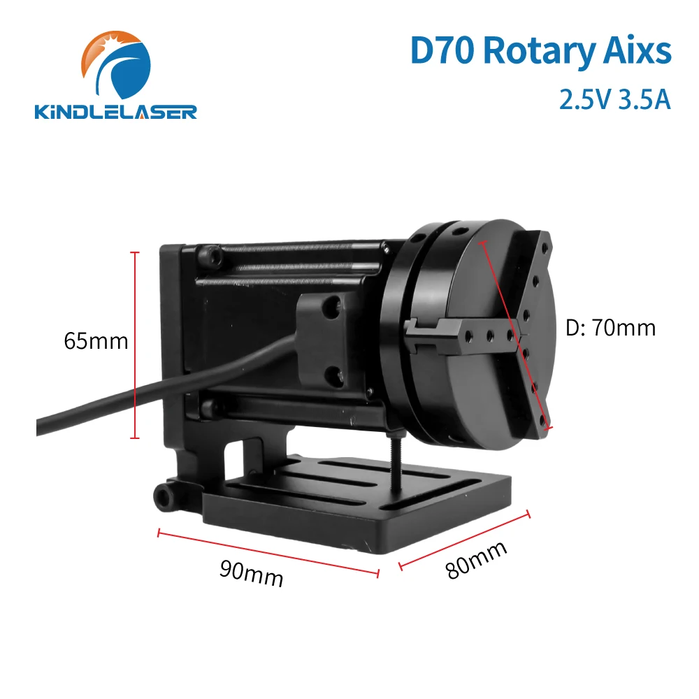 Kindlelaser D70 Rotary Axis with DM556 Driver Fiber Laser Engraver Marking Machine Rotation Tool for 360 Round Metal Adjustable
