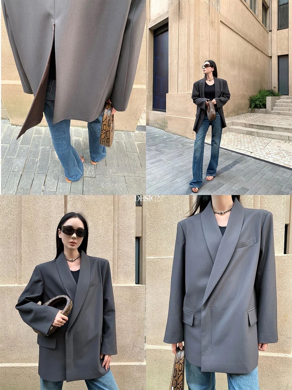 

Женский свободный костюмный пиджак ZhouMiao с воротником-стойкой, длинными рукавами, в простом китайском стиле, осенняя коллекция