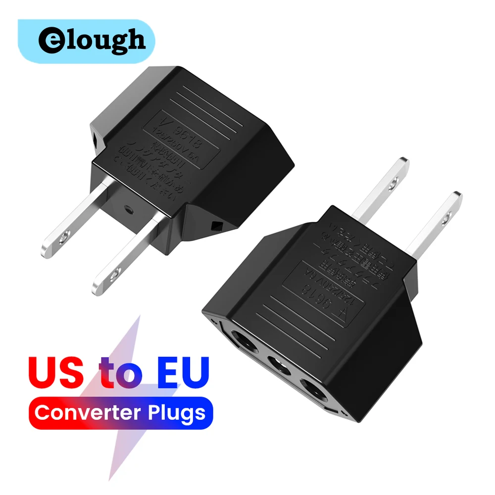 Konwerter wtyczek Elough z USA na UE Konwerter wtyczek z USA na UE Europejski zasilacz podróżny Konwerter wtyczek z USA na UE 4,0 mm