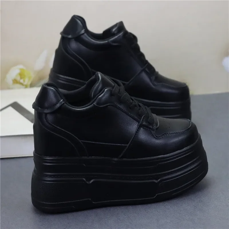 ربيع الخريف المرأة منصة أحذية رياضية 12 سنتيمتر نعل سميك 10 سنتيمتر الداخلي رفع حذاء كاجوال مريح ل صغيرتي طويل القامة أحجام كبيرة