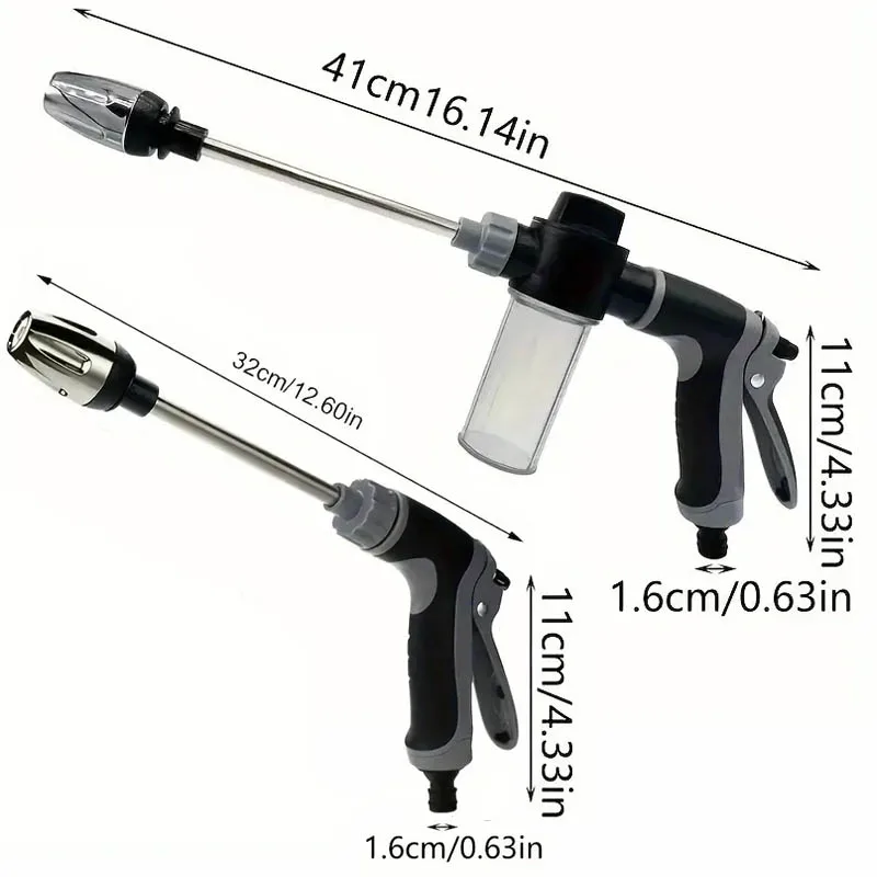 Long Pole High Pressure Foam Water Gun - Garden Watering Shower Head, Dual Use for Car Wash & Garden Care, High Pressure