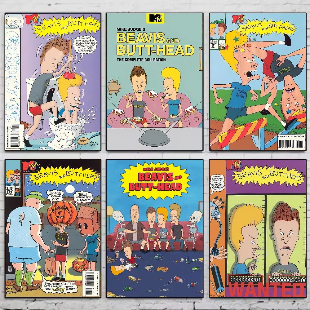Beavis And Butthead Tv anime Poster HD art sticky wall waterproof home living room bedroom bar aesthetic decoration