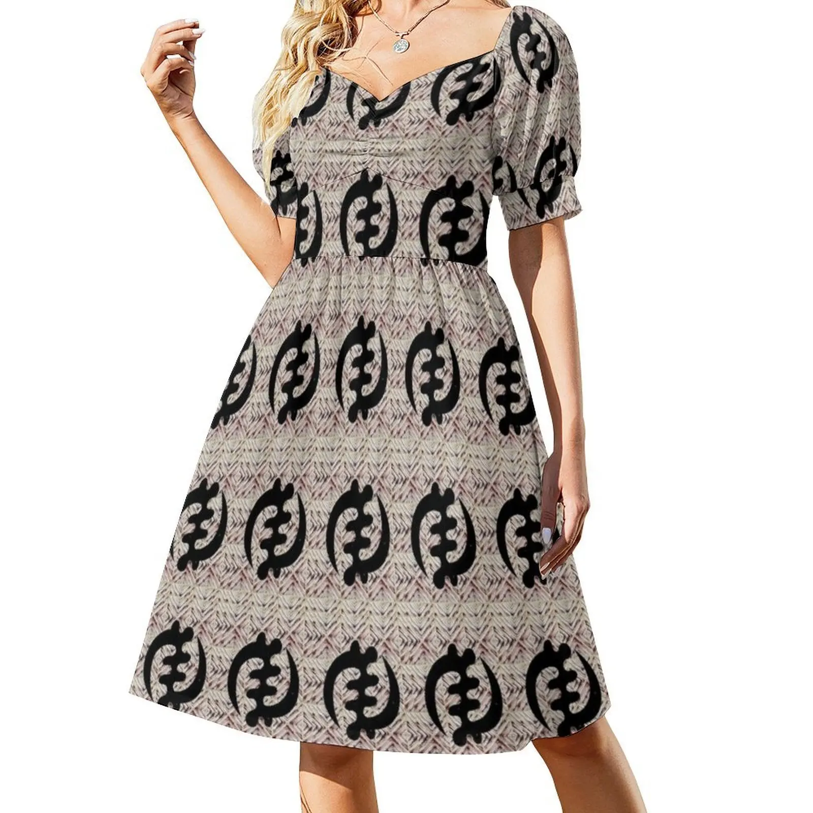 Nyame I Floral Smock Dress For Women Spring Summer Casual Dress For Party Nyame African Symbol Adinkra God Black Women's Dress