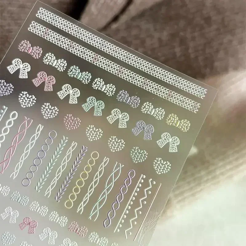 1 シートちょう結び 3D ネイルステッカーラブハートロマンチックなネイルアートマニキュアデカールフレンチネイルステッカー