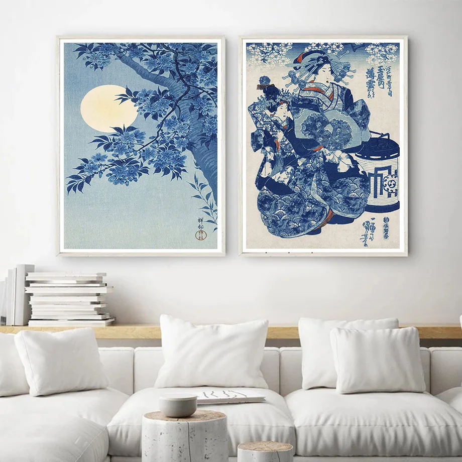 1pc frameless Canvas Painting Vintage Hokusai Waves Mount Fuji Japanese Women Wall Art Canvas Painting Japan Posters and Prints