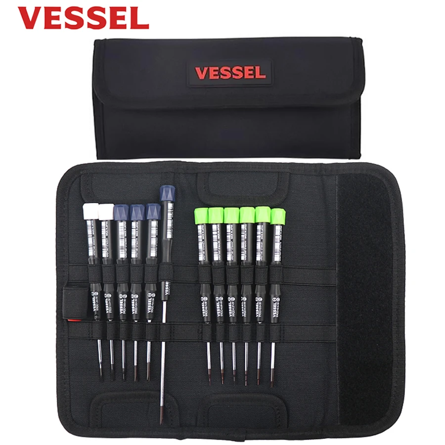 VESSEL 12-Piece Precision Screwdriver Set with Phillips/Slotted/Hex Screwdrivers,Pouch for Computer, Laptop, Watch NO.9912C