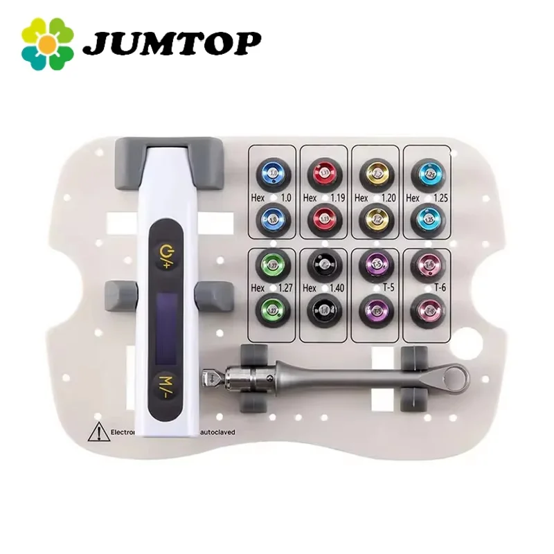 JUMTOP 1 Set Dental Universal Implant Prosthetic Kit Electric Implant Torque Wrench with 16 Screwdrivers