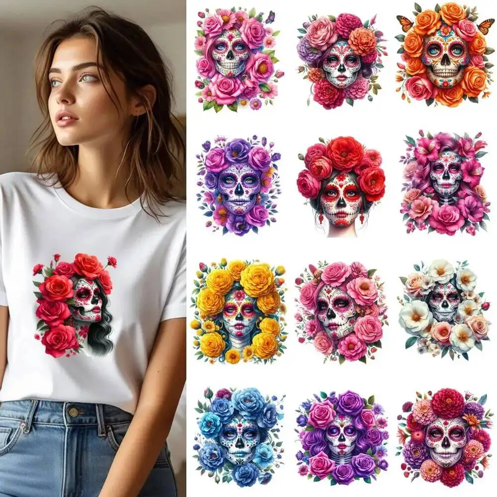 

25 см панк роза призрак невесты переводные нашивки для одежды наклейка DIY моющаяся рубашка A-уровень термонаклейки