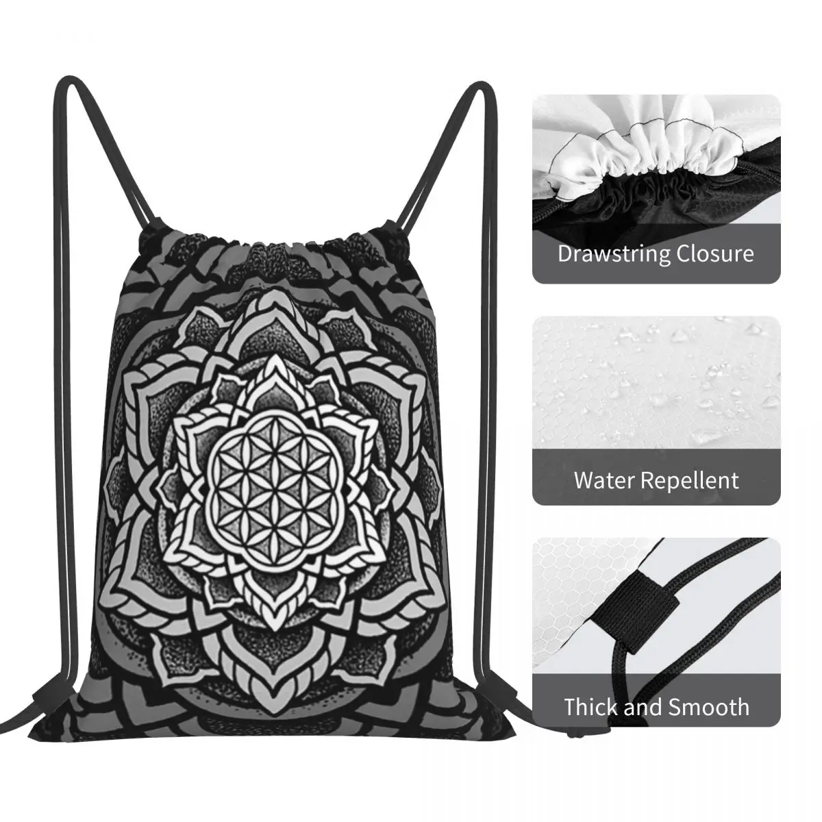 Life Sacred Geometry Mandala Backpacks Multi-function Portable Drawstring Bags Sports Bag Book Bags For Man Woman School