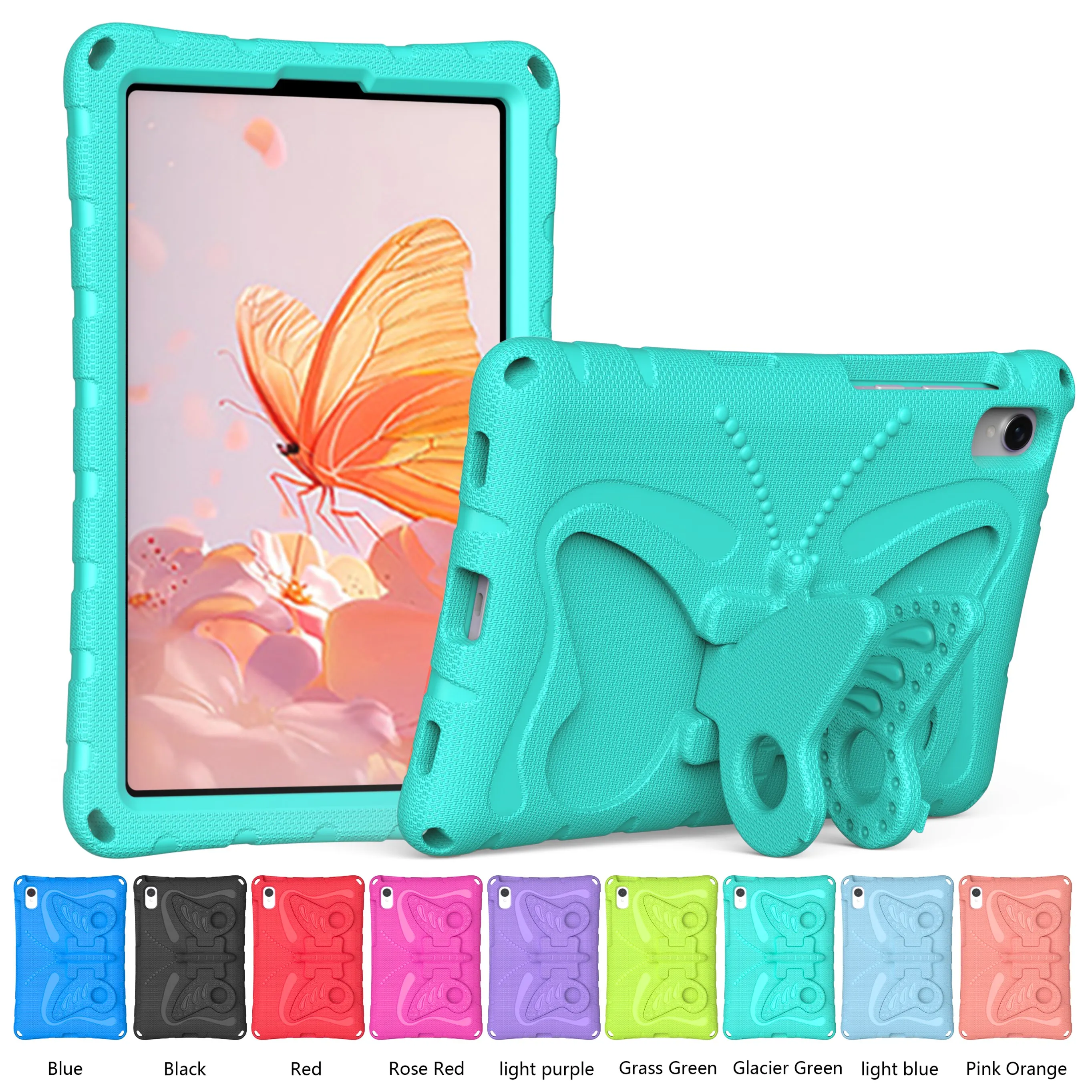 Kids Butterfly Case For Galaxy Tab S11 S10 Lite S9 FE S8 S7 A11 A9 Plus A8 SM-X200 A7 T500 S6 Lite S5e T860 T720 EVA Stand Cover