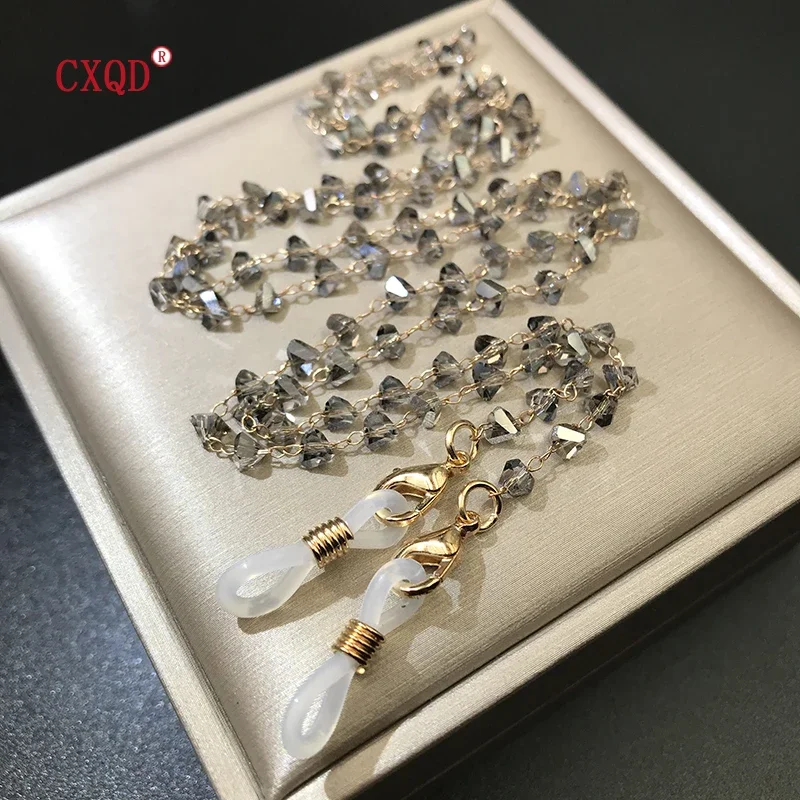 Sunglasses Mask Chains For Women 4mm Triangle Crystal Beaded Eyeglasses Lanyard Glass Fashion Jewelry Hanging Neck Accessories