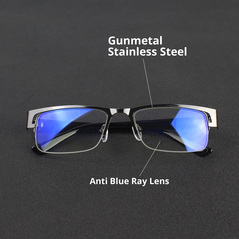 Men's Computer Glasses Anti Blue Light Spectacles for Men Half Frames Clear Lens Armacao de Oculos UV400