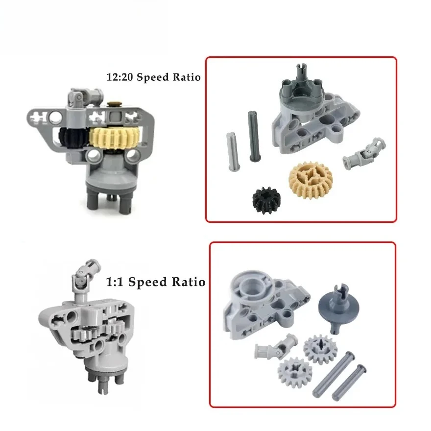 8PCS MOC 12:20/1:1 Speed Ratio Suspension Drive Technology Building Blocks Parts 92908 92909 Assembled Bricks Toys Accessories