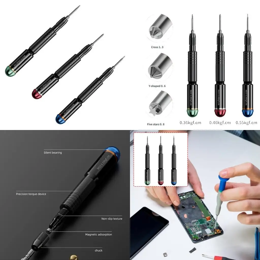 62KD Ergonomic Fixed Torques Screwdriver With 3 Interchangeable Bit Maintenance Tool