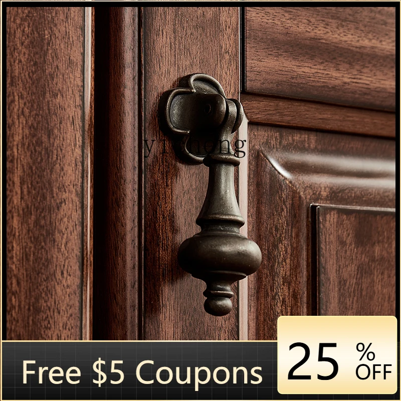 

AA Black walnut storage drawer TV cabinet all solid wood 1.5m classical TV cabinet