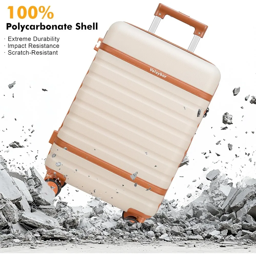 3 Piece Spinner Luggage Set, Lightweight Hardside Suitcase with TSA Lock, 20 Inch Carry-On, YKK Zippers, Travel Essential