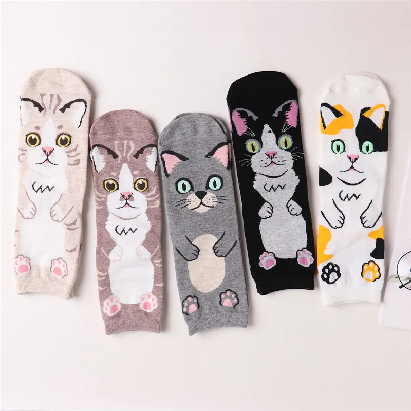 25 Patterns Korea Japan Fashion Funny Cartoon Lovely Cats Happy Socks Women Girls Casual Streetwear Cute Dress Sox Spring Summer