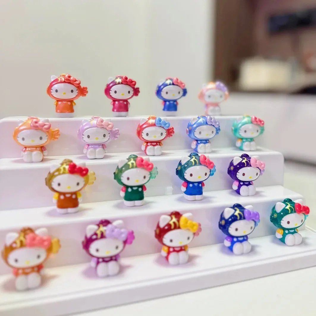 

Sanrio персонажи слепая коробка игрушка Hello Kitty Kawaii Fish талисман серии мини-фигурки автомобильный декор стола детские подарки на день рождения и Рождество