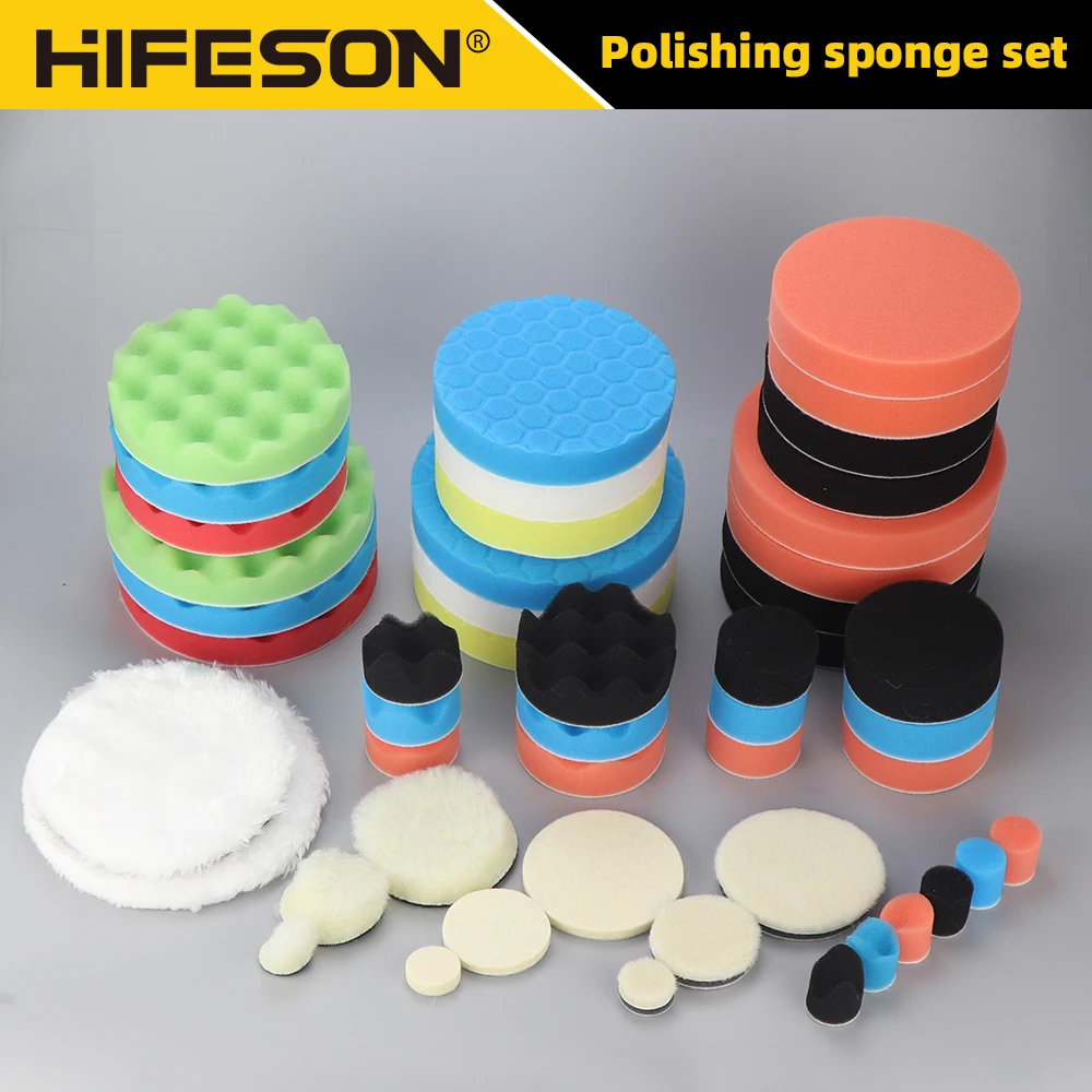 11pcs Polishing Sponge Pads Set Foam Pad Sander Sanding Sponge Car Buffing Kit Car Beauty Products 1-2-3inch,5inch,6inch