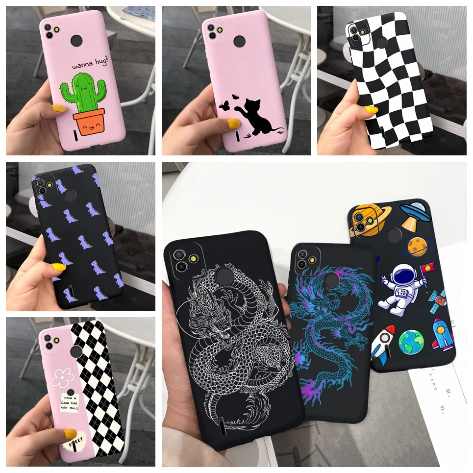 For Cover Fundas Tecno POP 5 Pop 4 Case Coque Cool Style Dragon Suqare checked Bumper Pop4 Pop5 BC2c BD2 Soft Shockproof Housing