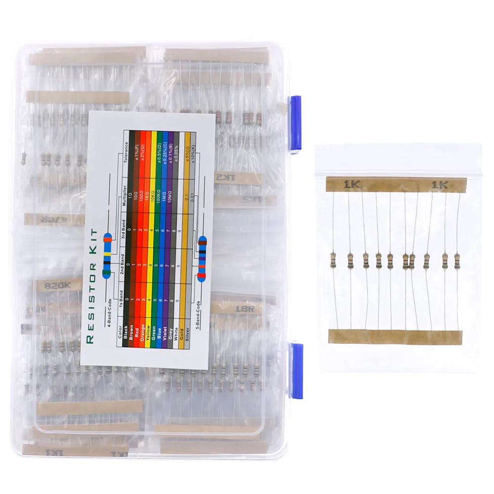 1700pcs 170Value x 10Pcs 1/4W 5% 0 to 22M ohm Carbon Film Resistors Assortment Kit Box Electronic Components set