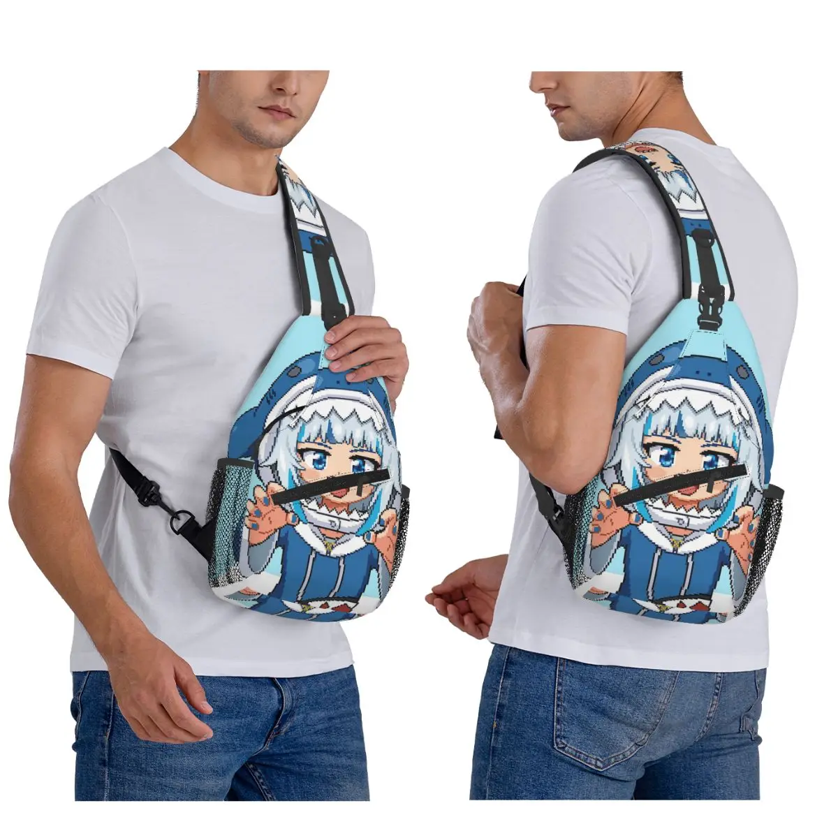 

Gawr Gura нагрудная сумка мужской рюкзак через плечо нагрудная сумка дорожный походный рюкзак сумка на плечо