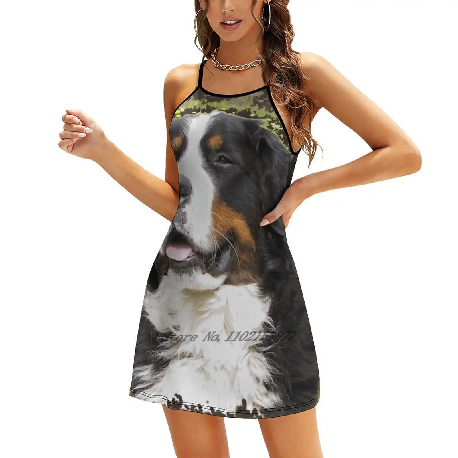 Bernese Mountain Dog Loose Pocket Dress Women's Printed Dresses Multiple styles Dress New Design Bernese Mountain Dog Berner