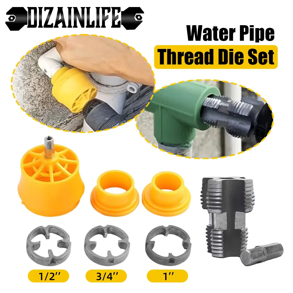 

PVC Pipe Thread Maker Tool Set for Electric Drill Accessories Plastic Water Pipe Threading Module PVC Thread Tools Round Die Set