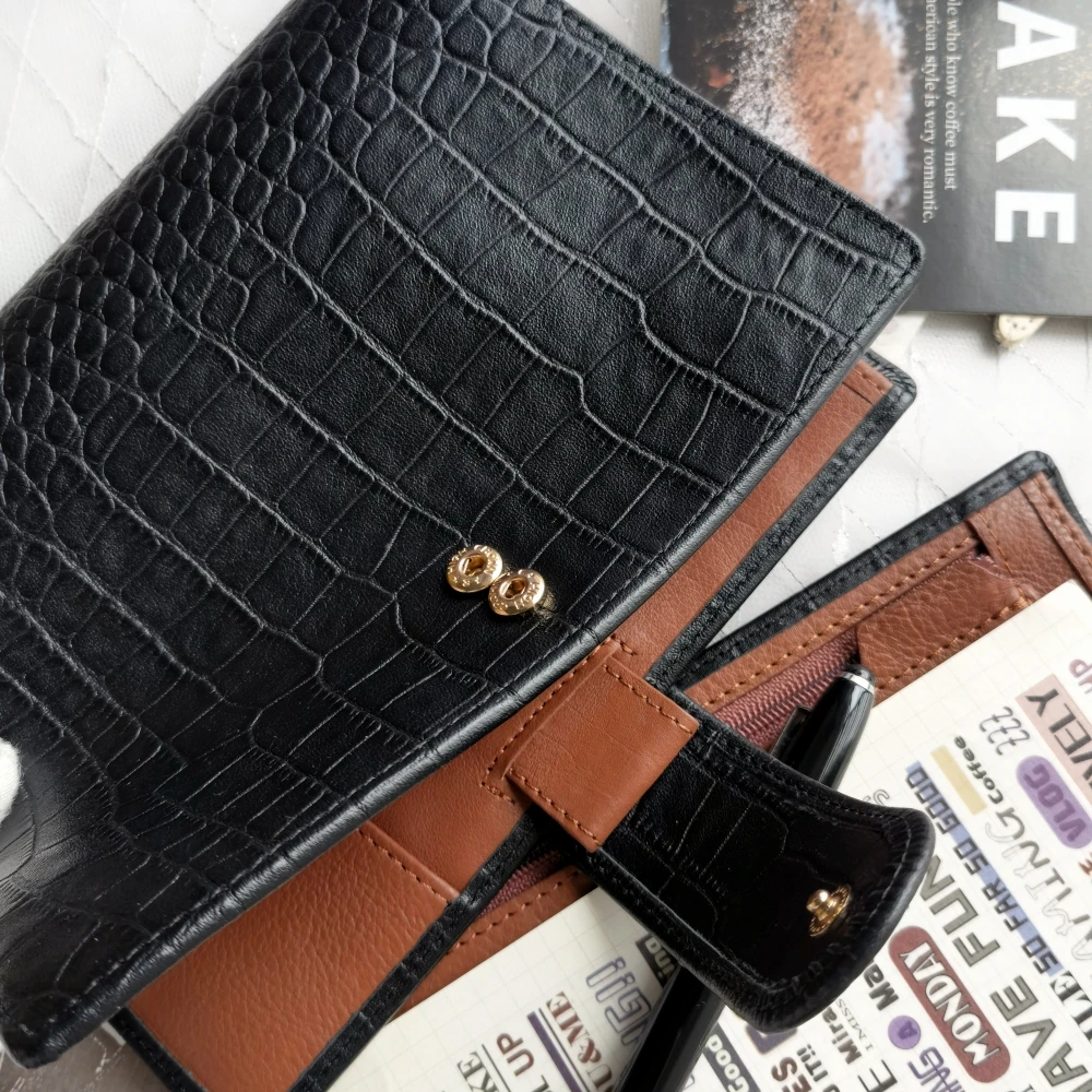 Genuine Leather A6 Personal Notebook Diary Planner Croc Grain 26mm Rings Journal Stationery Notepad Agenda Organizer Big Pocket