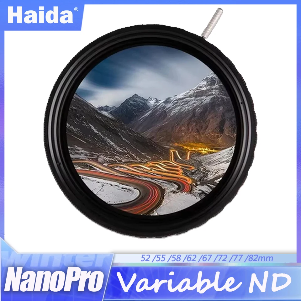 Haida NanoPro Variable ND Filter from ND12-ND400 Double-sided MC Medium Gray Density Adjustable Scrim Filter for Camera Lens