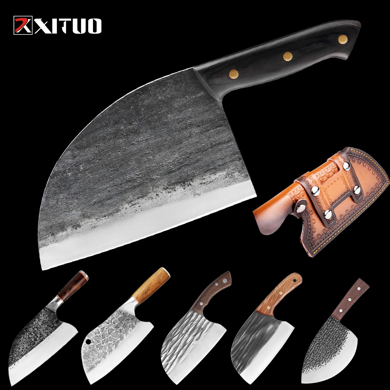 XITUO Kitchen Knife Cleaver Handmade Forged Knife High Carbon Steel Meat Bone Vegetable Nakiri Chef Knives Chopping Cooking Tool