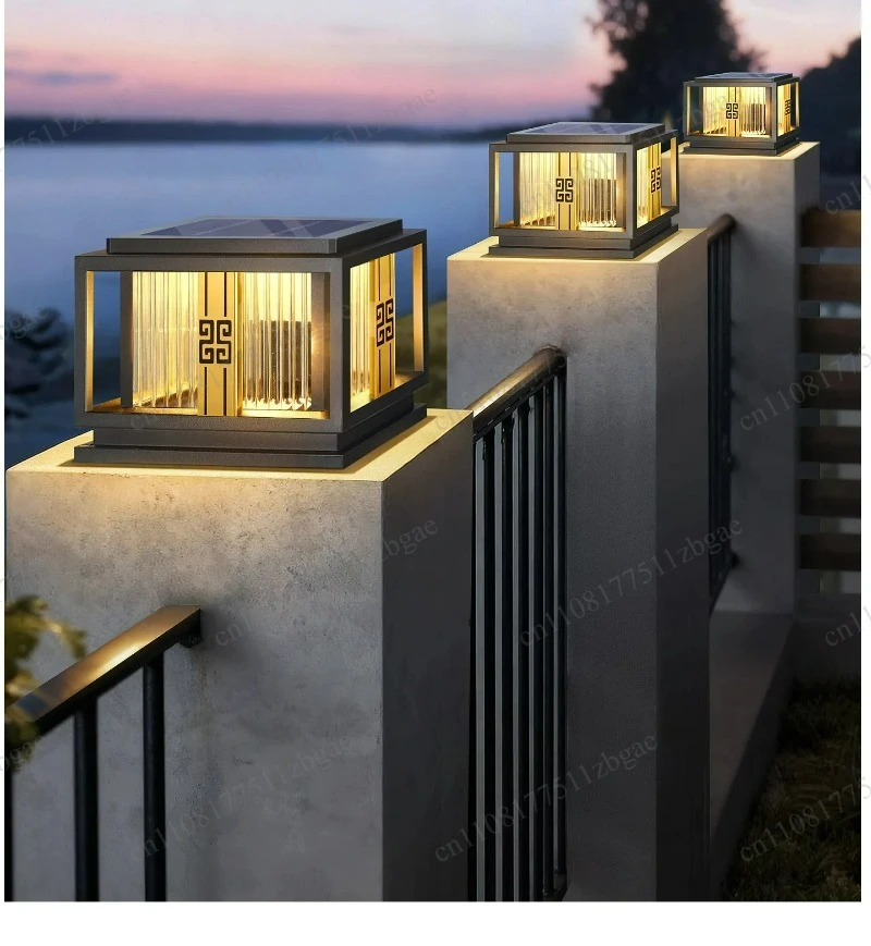 Solar Post Cap Lantern Light, 3000K IP65 Waterproof Column Lamp for Villa Gate, Courtyard Wall & Fence Post Decoration view 5