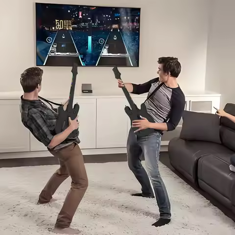 Wireless Guitar Controller 2.4G Gaming Controller with Strap &amp; Dongle for PS4 PS3 PC Guitar Hero Clone Hero Rock Band